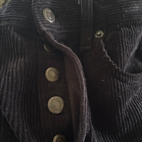 TOPSHOP Wide Rib Corduroy Taper Pant Sz 26X30 High Waisted Black 100% Cotton - Picture 5 of 6